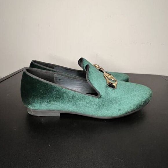 Harpelunde Medical Symbol Buckle Dress Shoes Green Velvet Loafers Men’s Size 10 - Picture 6 of 11